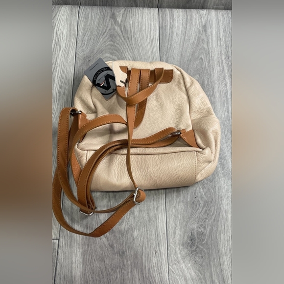NEW Valentina Italy Tan Beige Nude Leather Backpack Purse Bag main image 9